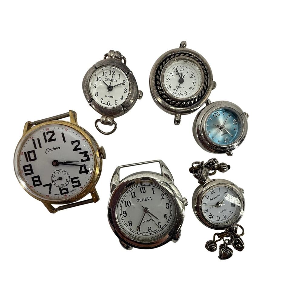Fashion Watch Faces Lot of 6 Geneva Embru Seasons Quartz Untested Craft Jewelry